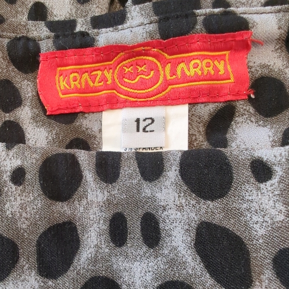 Krazy Larry High Rise Pull On Ankle Pants Size 12 Black Leopard Style P507 EUC - Picture 8 of 9